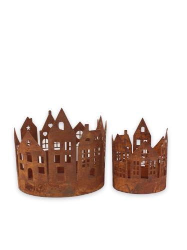 Lyslykt/Marsjallholder - Hus Rust - 2 størrelser - Ø20 x 17 cm, Ø12 x 14 cm - www.frokenfraken.se