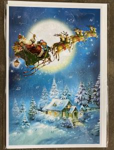 Dubbel Kort/Adventskalender - Tomte åker släde - 17 x 11,5 cm - www.frokenfraken.se
