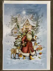 Dubbel Kort/Adventskalender - Tomte vandrar i snön - 17 x 11,5 cm - www.frokenfraken.se