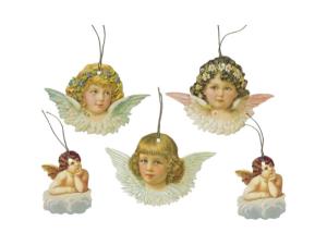 Juleetiketter – Engler – 5 stk – 9 x 7 cm - www.frokenfraken.se