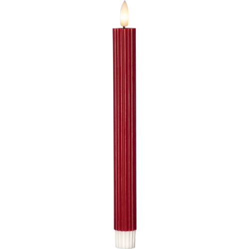 Batterilys - Rød - Kronelys/Antikklys - Flamme Stripe - 2 stk - 25 cm - Timer - www.frokenfraken.se