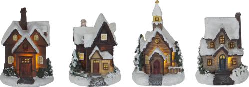 Lite lysende hus – 4 stk – 12 cm - www.frokenfraken.se