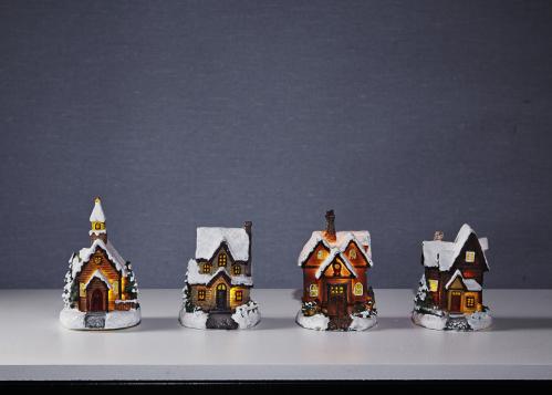 Lite lysende hus – 4 stk – 12 cm - www.frokenfraken.se