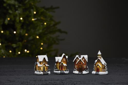 Lite lysende hus – 4 stk – 12 cm - www.frokenfraken.se