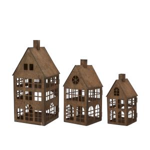 Lyslykt - Hus i metall - 3 stk - www.frokenfraken.se