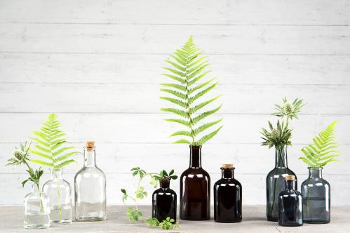 Glasflaske mørkebrun med kork - 400 ml - 8 x 18 cm - www.frokenfraken.se