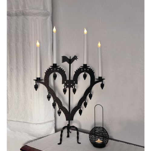 Adventsstake - Svart metall - Elektrisk - Hane - 62 cm - www.frokenfraken.se