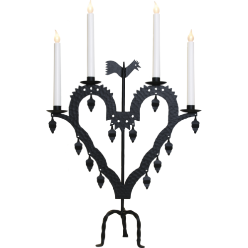Adventsstake - Svart metall - Elektrisk - Hane - 62 cm - www.frokenfraken.se