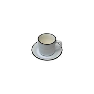 Mugg med fat - Ristretto - Vit med svart kant - 6-pack - Keramik - 5 x 5 cm - www.frokenfraken.se