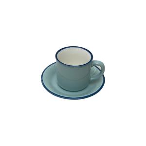 Mugg med fat - Ristretto - Ljusbå med blå kant - 6-pack - Keramik - 5 x 5 cm - www.frokenfraken.se