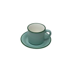 Mugg med fat - Ristretto - ljusgrön med grön kant - 6-pack - Keramik - 5 x 5 cm - www.frokenfraken.se