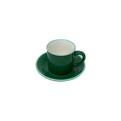 Mugg med fat - Ristretto - Grön med ljusgrön kant - 6-pack - Keramik - 5 x 5 cm - www.frokenfraken.se