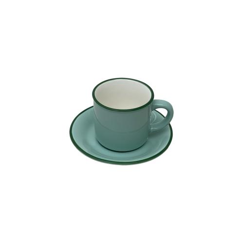 Mugg med fat - Ristretto - ljusgrön med grön kant - 6-pack - Keramik - 5 x 5 cm - www.frokenfraken.se