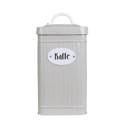 Plåtboks Hugo Kaffe - Beige - B12 x H24 x D8 cm - www.frokenfraken.se