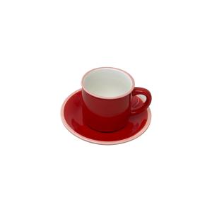 Mugg med fat - Ristretto - röd med rosa kant - 6-pack - Keramik - 5 x 5 cm - www.frokenfraken.se
