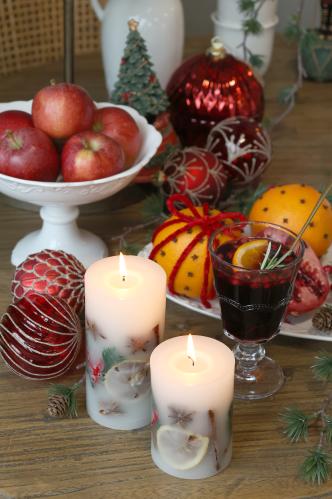 Blocklys – Julekrydder – Hvit – Ø7 x 10 cm - www.frokenfraken.se