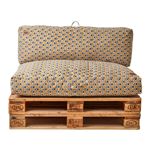 Ryggpute til palle - Sennepsgul/grå/hvit - 117 x 40 cm - www.frokenfraken.se