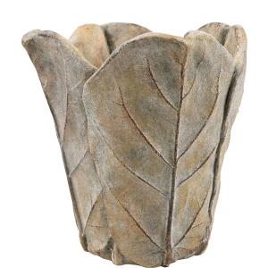 Krukke - Blad - Sement - Stor 22 x 24 x 19 cm - www.frokenfraken.se