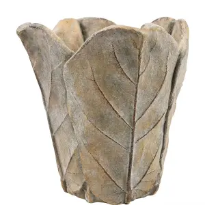 Krukke - Blad - Sement - Stor 22 x 24 x 19 cm - www.frokenfraken.se