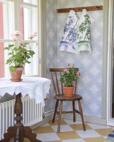 Kjøkkenhåndkle - Grønn Pelargon - 47 x 60 cm - www.frokenfraken.se
