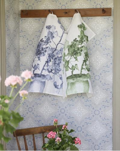 Kjøkkenhåndkle - Grønn Pelargon - 47 x 60 cm - www.frokenfraken.se