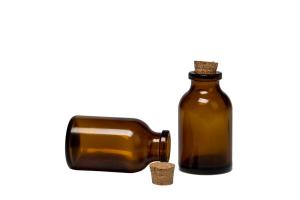 Glasflaske med kork - Vase eller Lysestake - Mørkebrun - 6 cm - www.frokenfraken.se