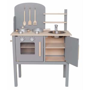 Leksakskjøkken - Tre/metall - Grå - 55 x 32 x 72 cm - www.frokenfraken.se