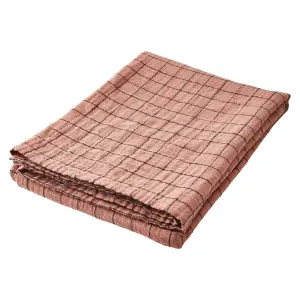 Rutete Bordduk - Korall/svart - 220 x 140 cm - www.frokenfraken.se