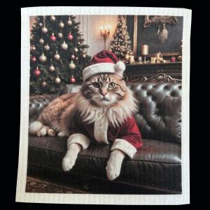 Oppvaskklut – Katt med nisselue – 19 x 17 cm - www.frokenfraken.se