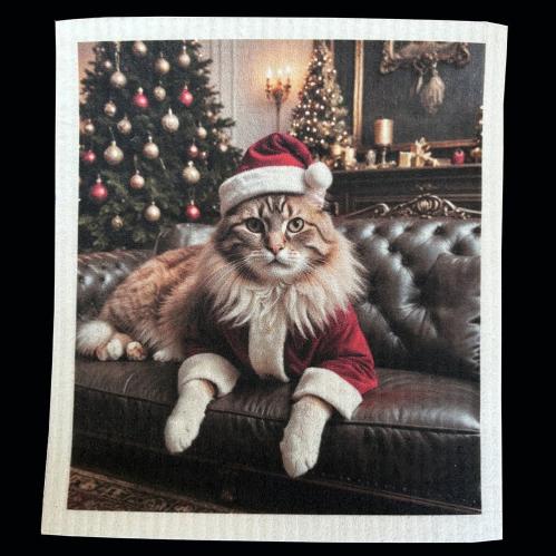 Oppvaskklut – Katt med nisselue – 19 x 17 cm - www.frokenfraken.se