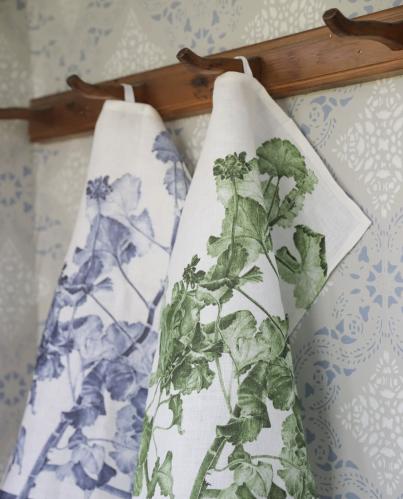 Kjøkkenhåndkle - Grønn Pelargon - 47 x 60 cm - www.frokenfraken.se