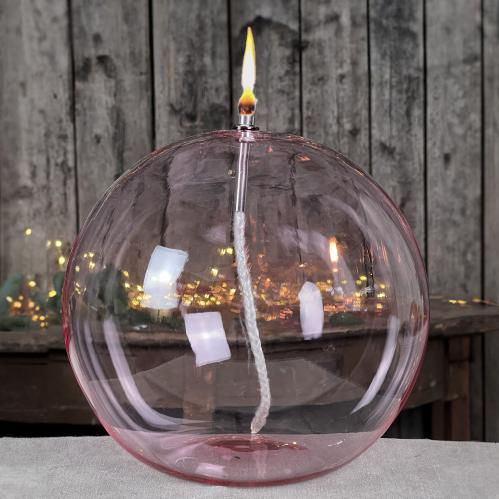 Oljelampe 3XL - Glass - Rund Boll - Rosa - Ø20 cm - www.frokenfraken.se