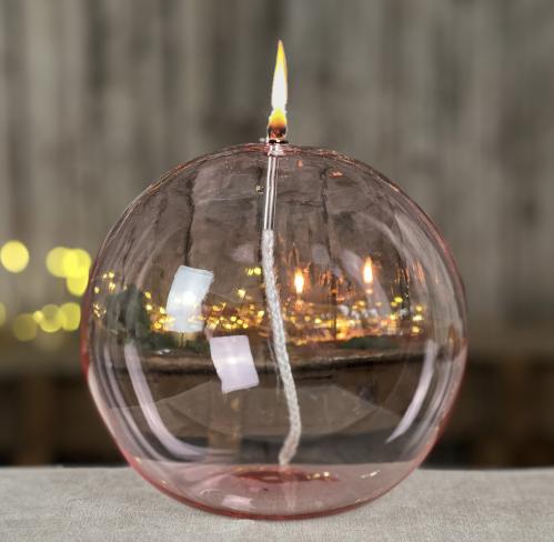 Oljelampe 3XL - Glass - Rund Boll - Rosa - Ø20 cm - www.frokenfraken.se