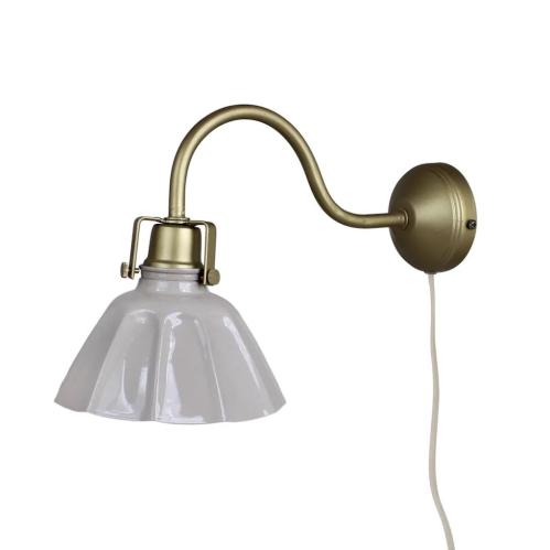 Vegglampe - Margareta - Beige/Messing - Ø18 x 33 x 17 cm - www.frokenfraken.se