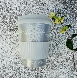 Kopp med lokk - Elsk Snø - Sølv/Hvit - 12 cm - www.frokenfraken.se