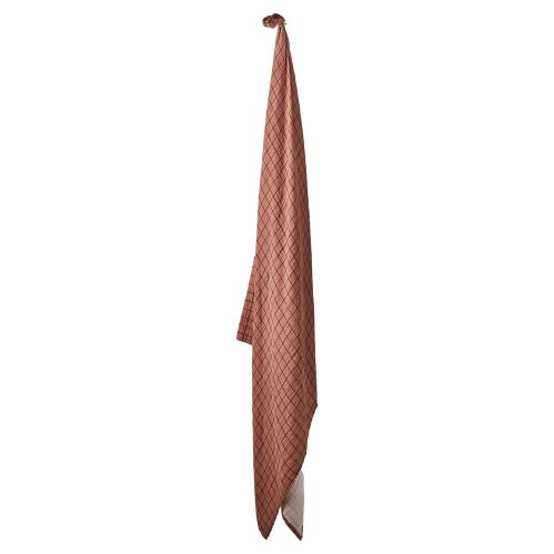 Rutete Bordduk - Korall/svart - 220 x 140 cm - www.frokenfraken.se