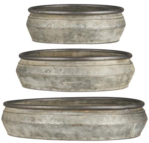 Planteringsskål - Krukke - Metall - 3 størrelser - Ø31, 24, 20 cm - www.frokenfraken.se