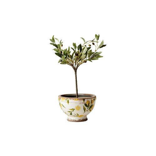 Krukke S - Sitrus - Hvit/grønn/gul - Ø17 x 11 cm - www.frokenfraken.se