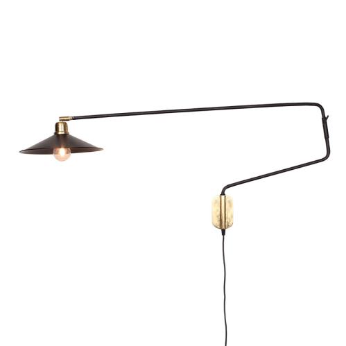 Vegglampe Lang Arm Svart/Messing - www.frokenfraken.se