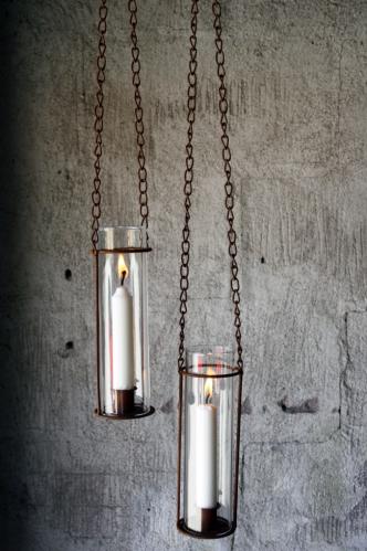 Hengende lykt med stormglass - Ø 5 x H 20 cm - www.frokenfraken.se