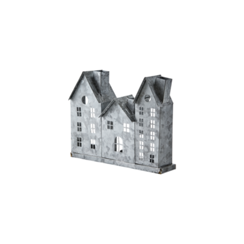 Lyslykt - Hus - Grå/Hvit - 26 cm - www.frokenfraken.se
