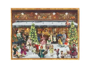 Adventskalender - Sjokoladebutikk og masse barn - A3 - 42 x 29,7 cm - www.frokenfraken.se