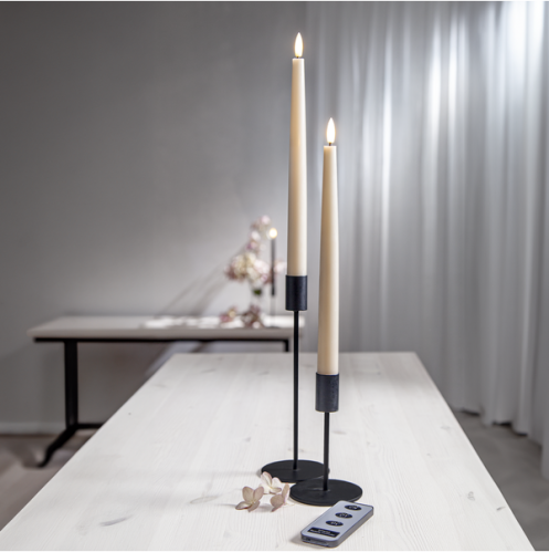 Batterilys - Antikklys - Flamme - Beige - 2 stk - www.frokenfraken.se