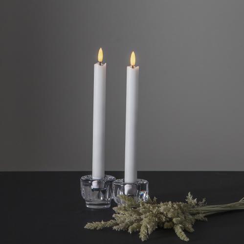 Batterilys - Kronelys Voks Basic - 2 pakke - 25 cm - Timer - www.frokenfraken.se