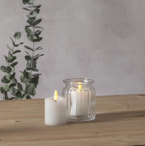 Batterilys - Blocklys i voks Basic - 2 pakke - 7,5 x Ø5 cm - Timer - www.frokenfraken.se