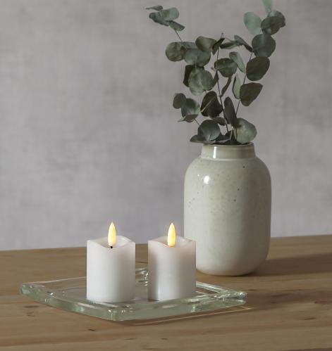Batterilys - Blocklys i voks Basic - 2 pakke - 7,5 x Ø5 cm - Timer - www.frokenfraken.se