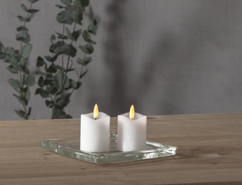 Batterilys - Blocklys i voks Basic - 2 pakke - 7,5 x Ø5 cm - Timer - www.frokenfraken.se