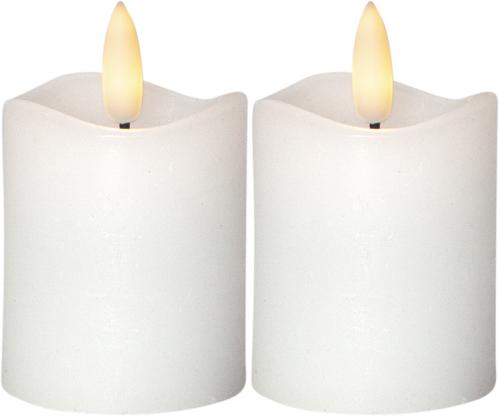 Batterilys - Blocklys i voks Basic - 2 pakke - 7,5 x Ø5 cm - Timer - www.frokenfraken.se