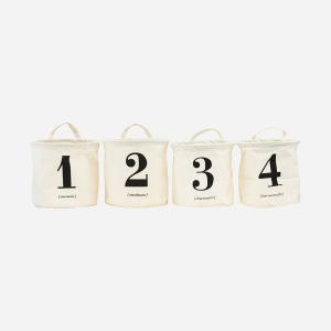 Oppbevaringskurver - 1-2-3-4 - 20 x 20 cm (4 stk) - www.frokenfraken.se