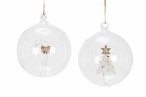 Julekule - Glass - Julemønster - Ø8 cm - www.frokenfraken.se